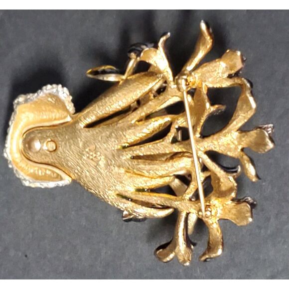 VTG Brooch Enamel Cloisonne Iris Flower Sign World Wide Imports MCM Blk/Grn Pin - Picture 12 of 14